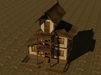 Medieval house eleven 14 Low-poly 3D model
