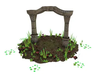 PBR Green Stone Low-poly 3D model