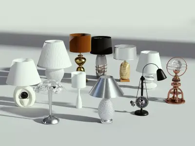 Lamp Set table with umbrella 3D model