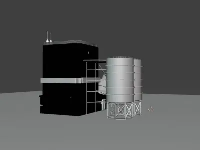 Game Ready Textured Factory Model Free low-poly 3D model