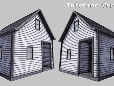 Boston House 03 - Enterable Low-poly 3D model