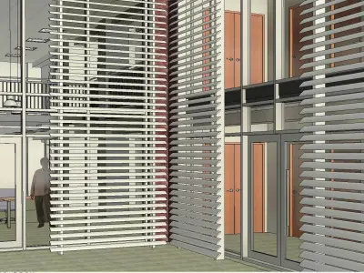 Exterior Aluminium Sun Screen Fixed Louvres 3D model