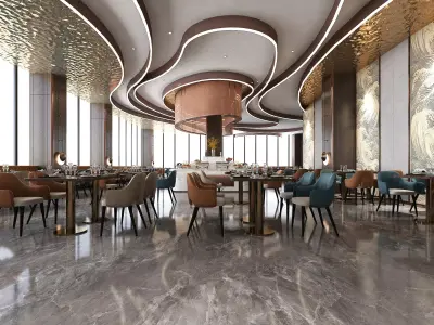 Restaurant Interior Low-poly 3D model