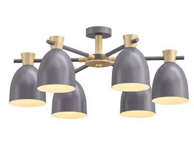 folke six light ceiling fixture gold 3D model