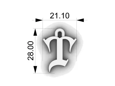 Gothic Letter T Pendant 3D print model