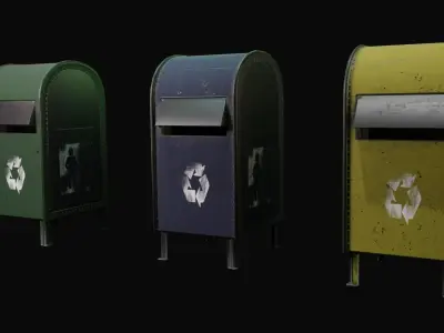 Pack Public trash Low-poly 3D model