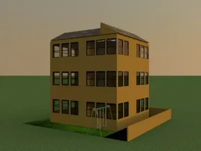 2-floor tall beutiful goldern brown building code - 105 Free 3D print model