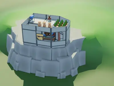 Rust low-poly building bases assets Free low-poly 3D model