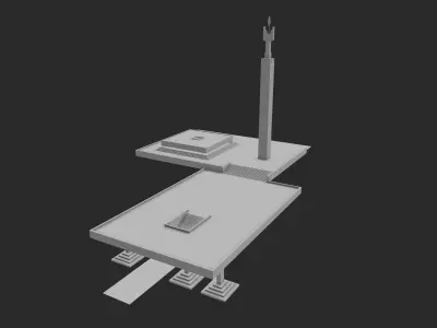 3D low poly model real size Yerevan Cascade Low-poly 3D model