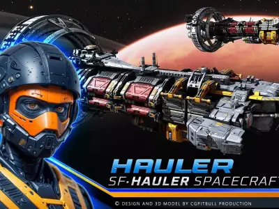 Hauler Spacecraft Low-poly 3D model