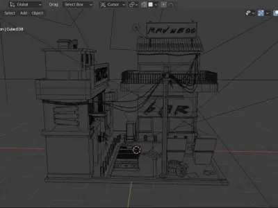 Low poly scene cyberpunk  Free low-poly 3D model
