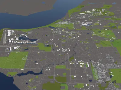 Anchorage USA 50x50km City Map 3D model