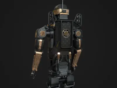 Elysium Droid Gold Skin - Bodyguard Low-poly 3D model