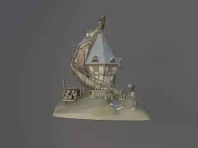 Stylish small barn Low-poly 3D model