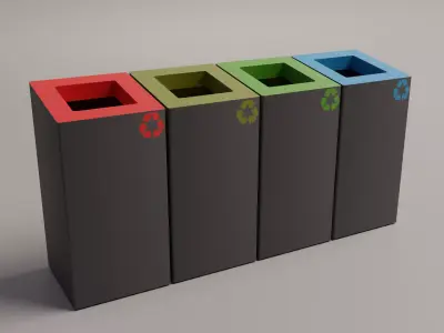 Street Trash Can Low-poly 3D model