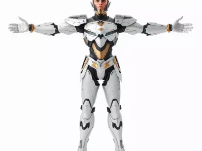 Futuristic White Armor model pack Low-poly 3D model