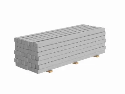 Concrete Slabs On Wood Planks 3D model