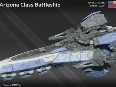 USSN Arizona Class Battleship Low-poly 3D model