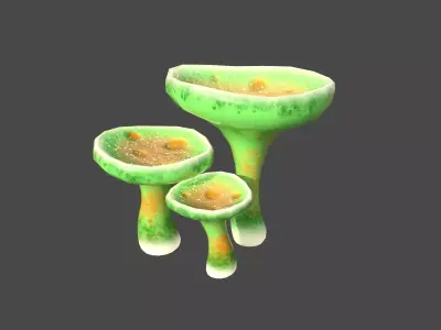 Fantasy Mushroom J09 Green Orange - Scene Backdrop Design Low-poly 3D model
