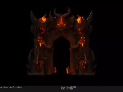Low Poly Stylized Infernal Gateway of the Fire Lord Low-poly 3D model