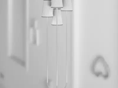 Floor lamp with 4 textile lampshades on separate stands  3D model