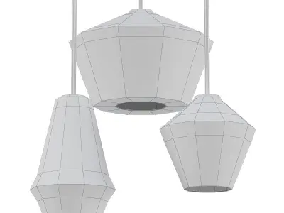 Vinta three glass pendant lights 3D model