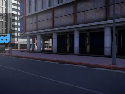 TW Street with T Intersection 01 3D model