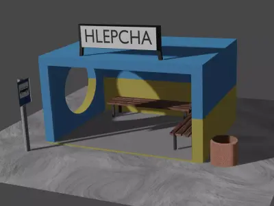 Bus Station 3D model 4