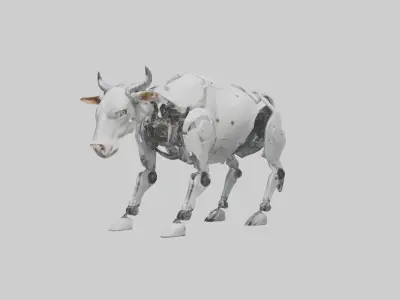 Robot version of a cow model Low-poly 3D model