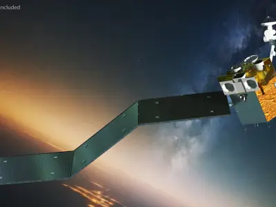  Satellite Station on Orbit Planet Mars 