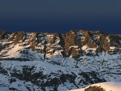 Snowy mountain with parametric snowiness material 3D model