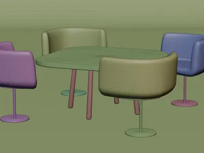 Office Table And Chairs 3D model