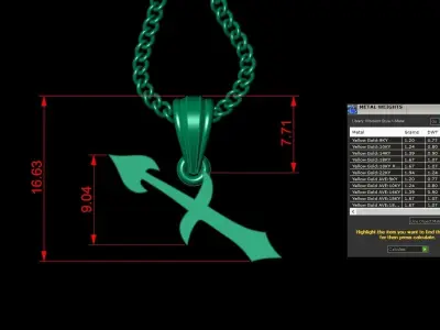 Sagittarius Light Gold Pendant Version 5 3D print model