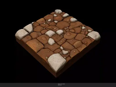 Stylized Stone Path Low-poly 3D model