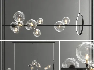 Iona collection chandelier with bubbles hanging from it 3D model
