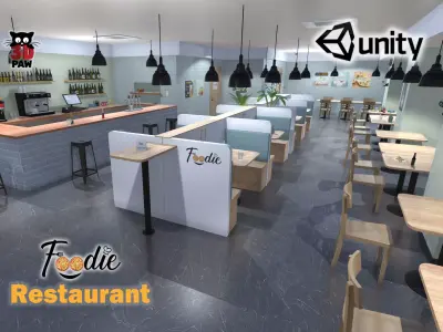 Foodie restaurant Low-poly 3D model