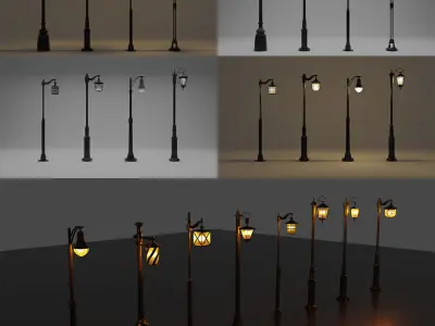 Single bend-head street lamp 3D model