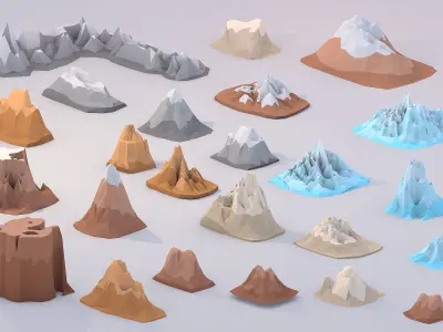 Low Poly Nature Mountains Pack Low-poly 3D model
