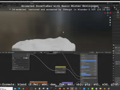 Animated snowflakes with basic winter environment Low-poly 3D model