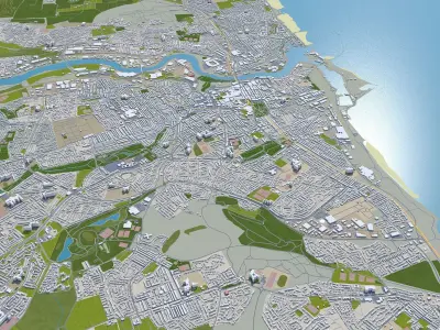 Sunderland England 30km Low-poly 3D model