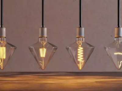 Diamond Bulb 4 types LED-twisted-Incandescent-Edison 3D model