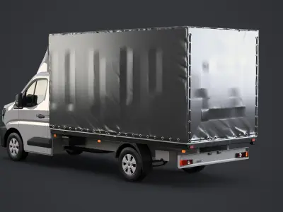  Renault Master 2025 Curtain Box Truck 3D Model 