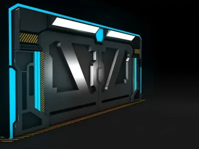 Sci Fi Door Low-poly 3D model 2