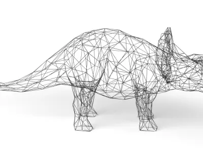 Triceratops Wireframe Low-poly 3D model