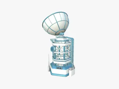 SciFi Antenna Tower A01 White Blue - Sci Fi Exterior Design Low-poly 3D model