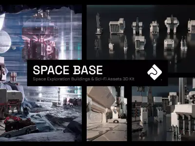 Space Base Sci Fi Buildings and Assets 3D Kit 3D model 3D model