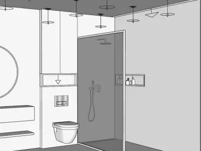 Modern Bathroom Layout  Clean SketchUp Model Untextured Free low-poly 3D model