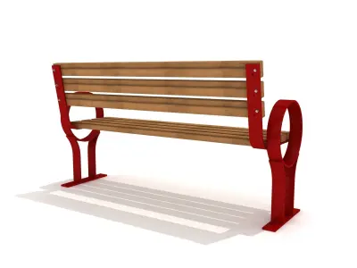 Outdoor Wood and Metal Bench 001 Low-poly 3D model
