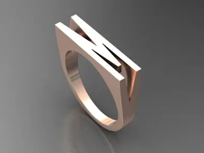 alphabet ring letter M 3D print model