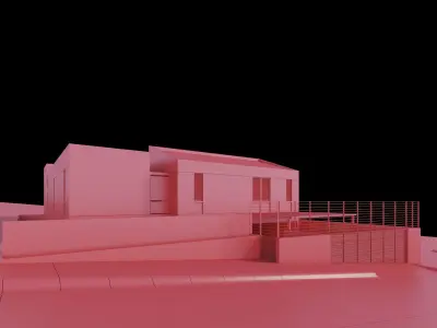 House concrete with pool 3D model